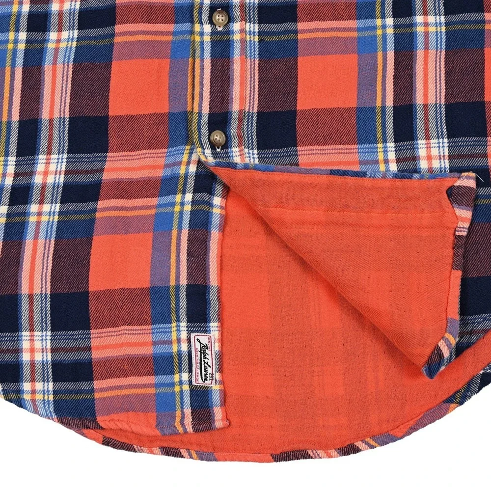 Polo Ralph Lauren Lined Flannel Shirt Mens Medium Plaid L/S Button Down Preppy